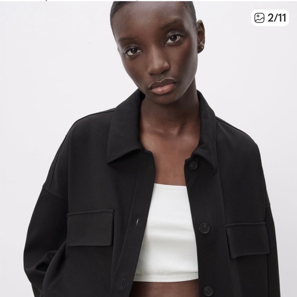 Zara Textured Weave Black OverShirt or Jacket - Picture 2 of 11